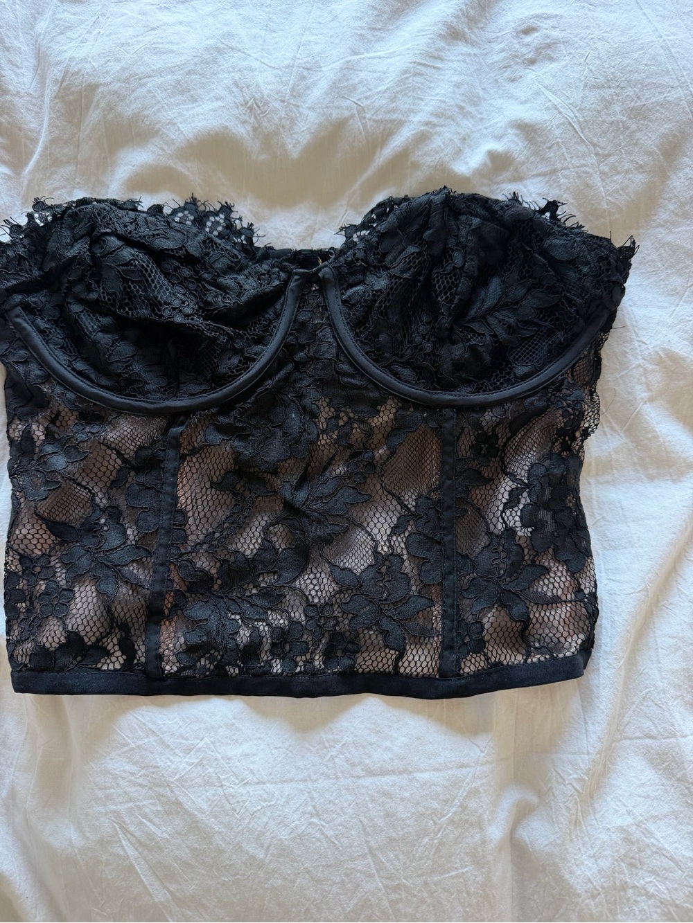 Express Black Floral Lace Bustier Camisole